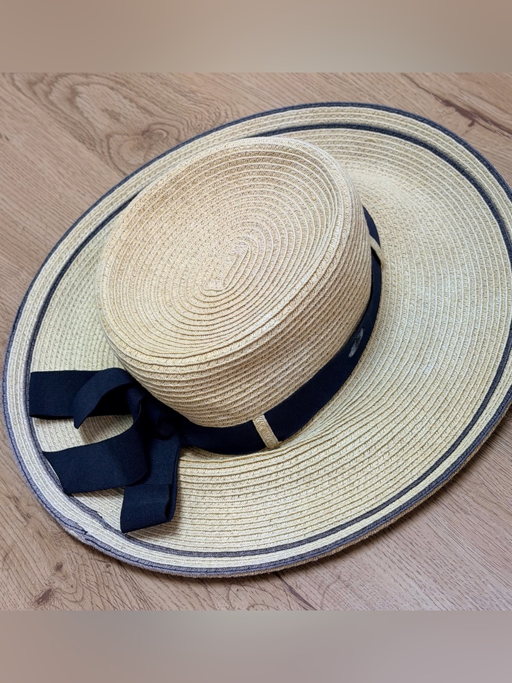 Scala Preppy Tan & Black Beach Hat